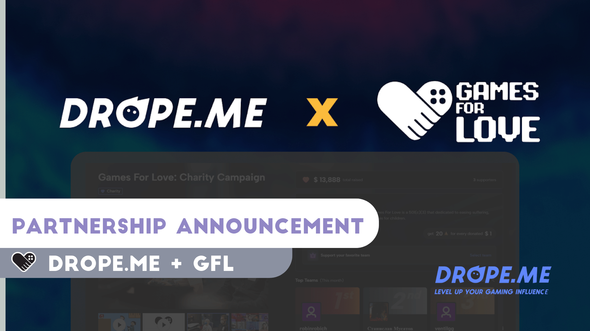Games For Love and Drope.me Unite to Empower Micro-Streamers and Help Kids